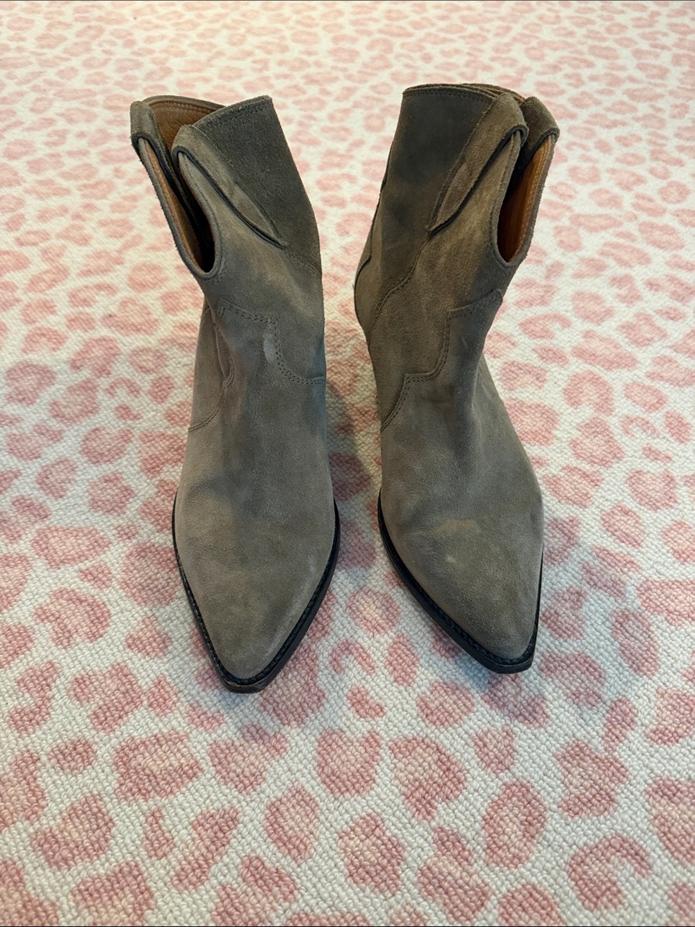 Isabel Marant Suede Pointed-Toe Ankle Boots - Taupe
